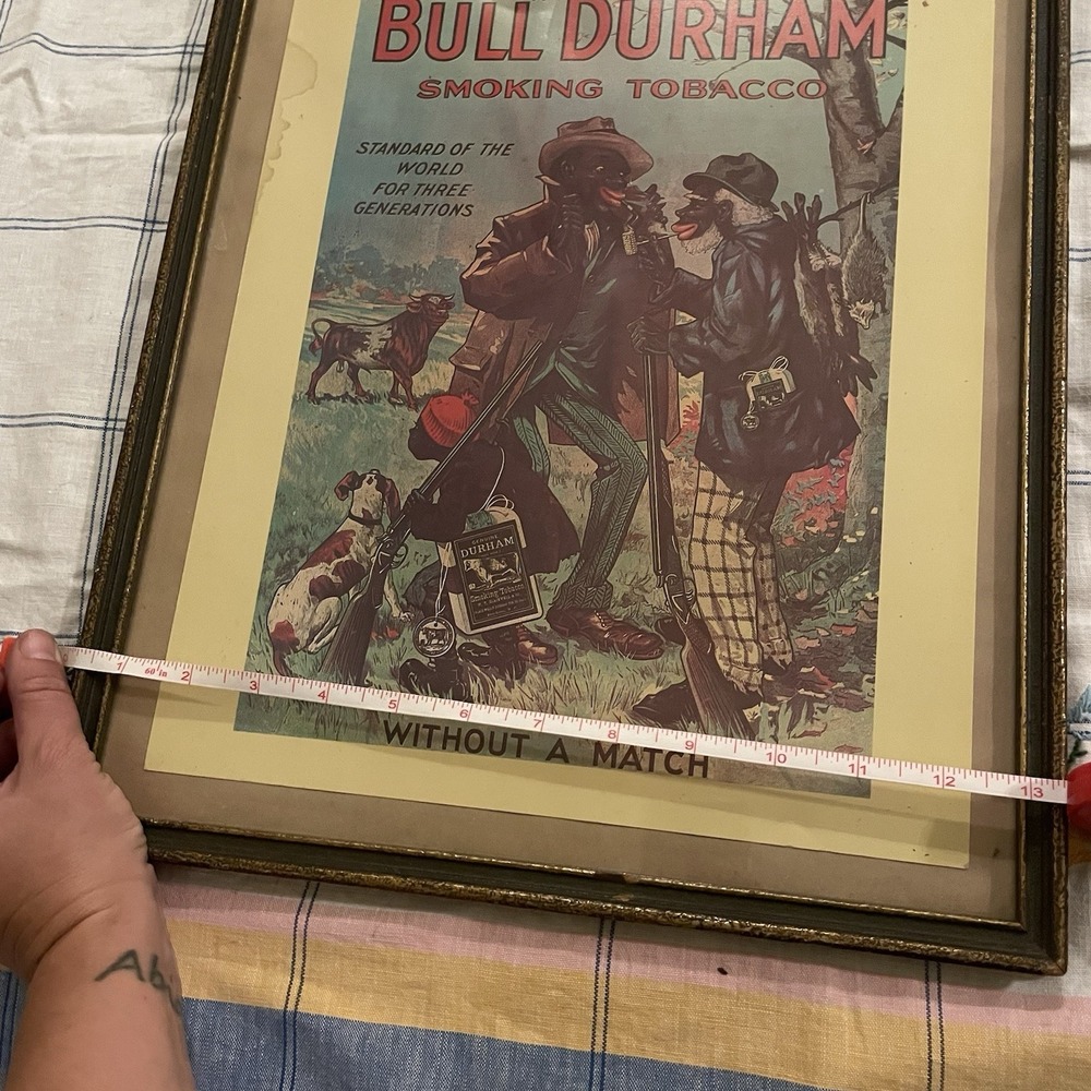 Vintage Bull Durham Smoking Tobacco 18.5"x13.5" Poster Sign Black Americana - Picture 5 of 6